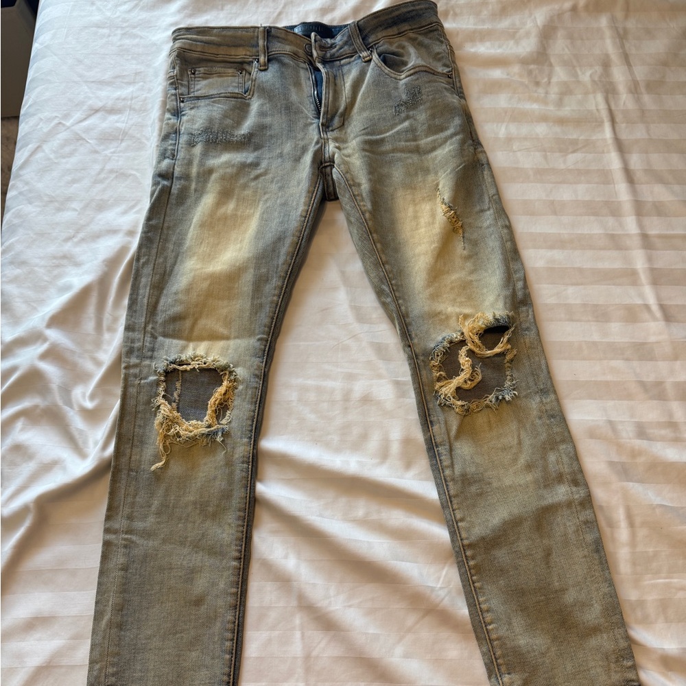 Men's Distressed Skinny Jeans - Tan